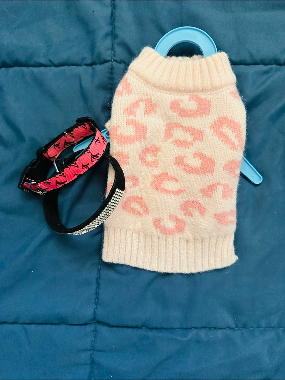 Dog sweater and 2 collars- extra small